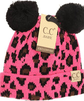 Assorted double pom leopard beanie