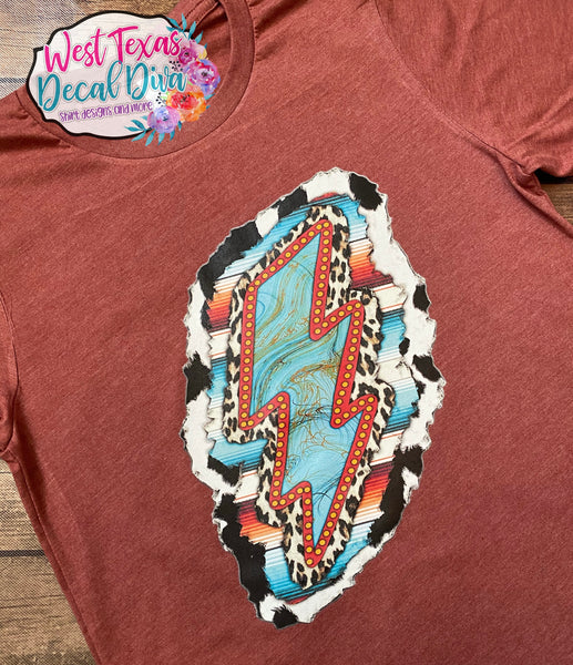 Turquoise lightning bolt tee