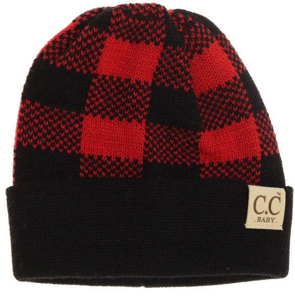 Kids buffalo plaid beanie