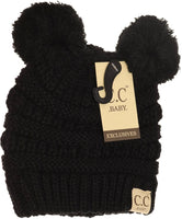 Assorted baby double pom solid beanie