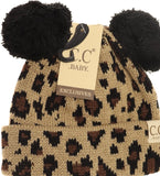 Assorted double pom leopard beanie