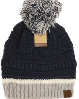 Women’s navy pom beanie