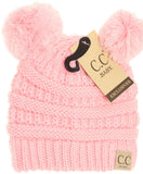 Assorted baby double pom solid beanie