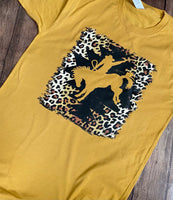 Mustard color shirt w/leopard cowboy