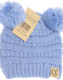 Assorted baby double pom solid beanie