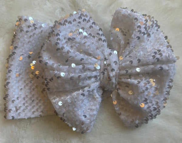 White Sequin Headwrap