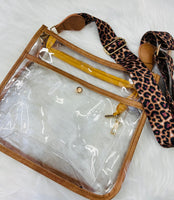 Leapard strap clear stadium bag