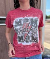 Football mom lightning bolt bleached tshirt