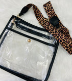 Leapard strap clear stadium bag